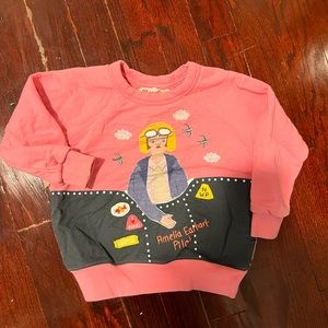 Piccolino Amelia Earhart pink toddler sweatshirt 12-24 months